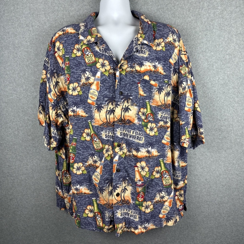 Big Dogs Men's Short Sleeve Button Down Shirt Size 3X It's 5 O Clock Somewhere